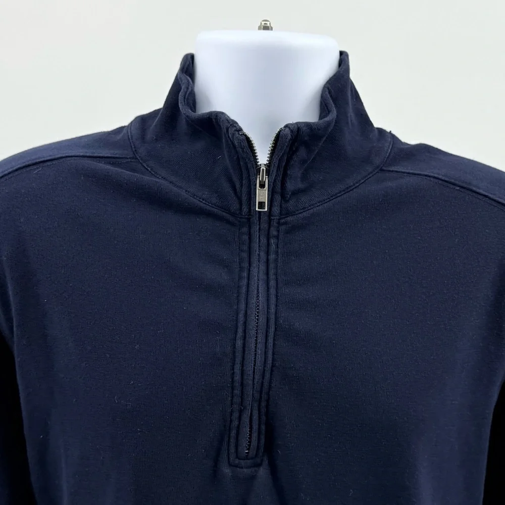 J Crew 1/4 Zip Navy Blue Pullover Sweater Sweatshirt L/S 100% Cotton Men’s Large